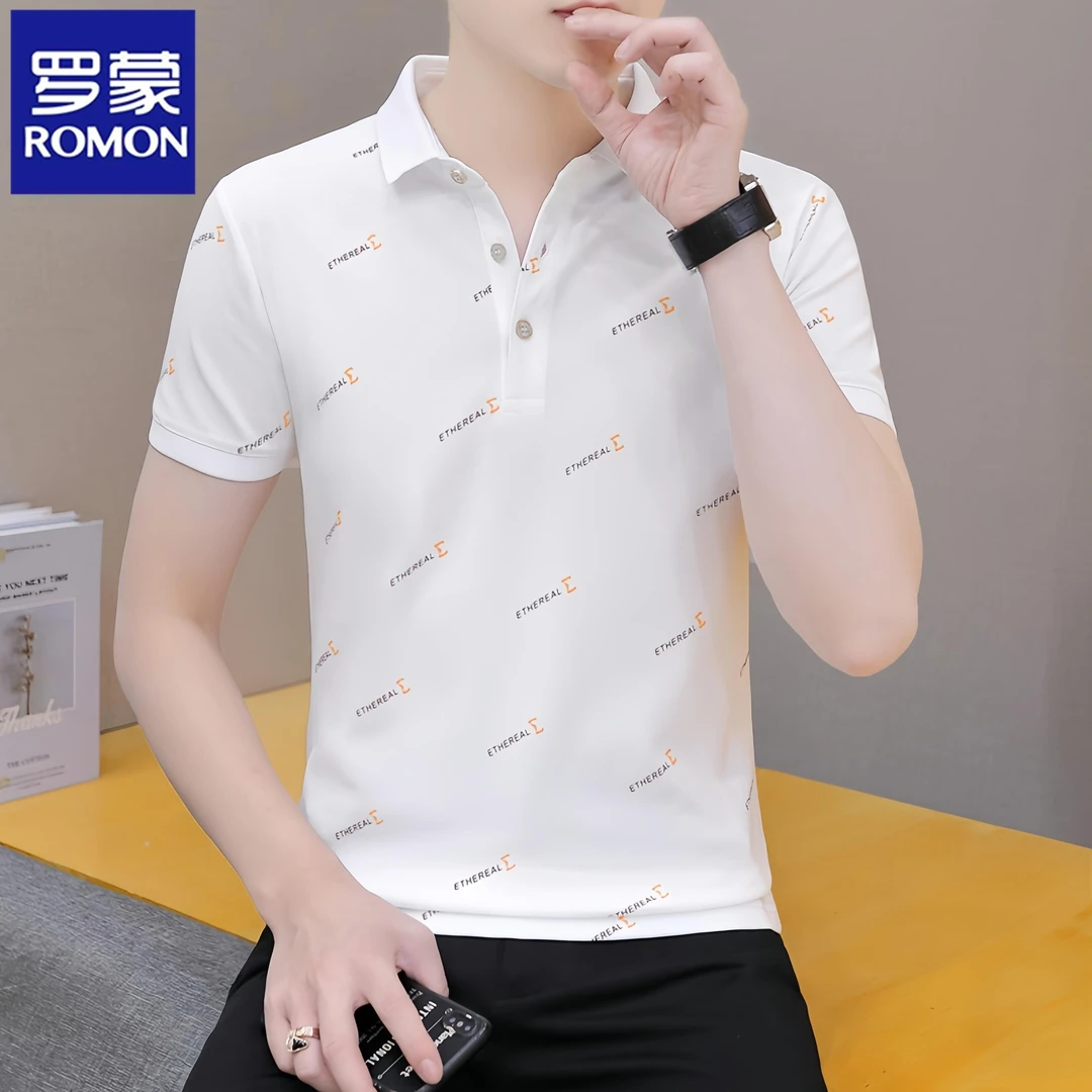 Romon/罗蒙夏季男士短袖POLO衫时尚潮牌休闲百搭翻领商务半袖T恤