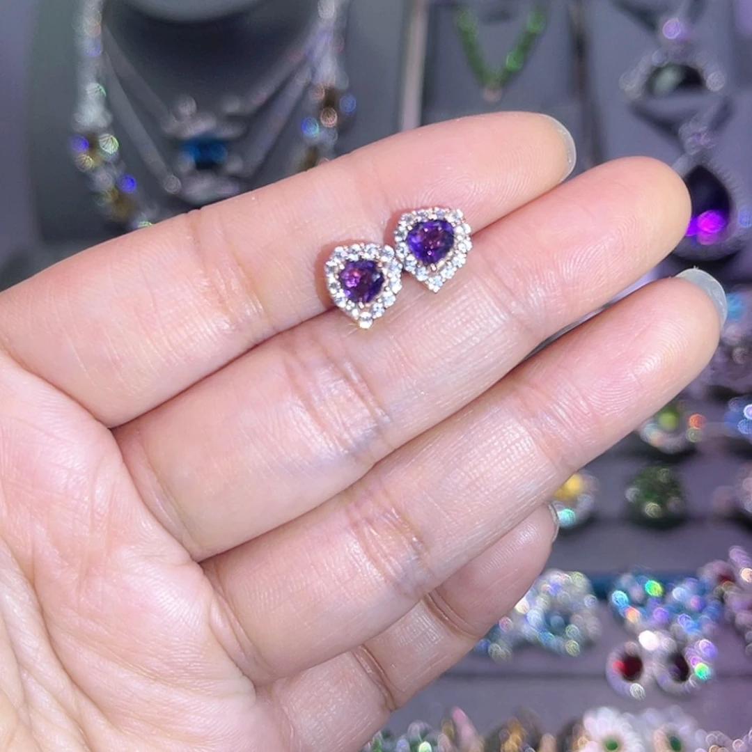 【闪购商品】紫晶耳饰银S925镶嵌耳饰