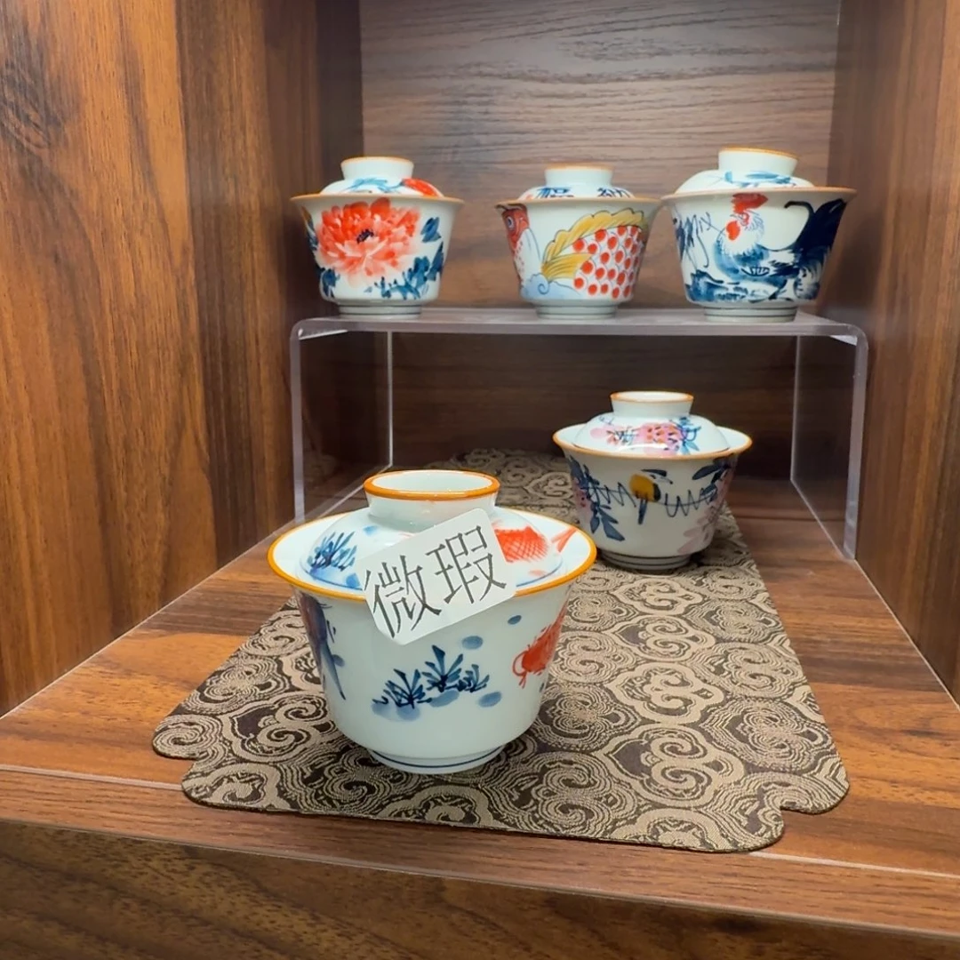 釉下手绘茶具微瑕