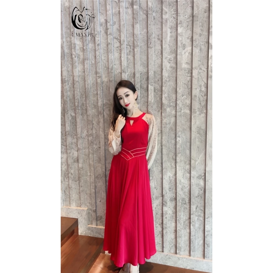 A6061依曼之舞异域风情新疆舞服气质修身百搭长款跳舞长裙显瘦