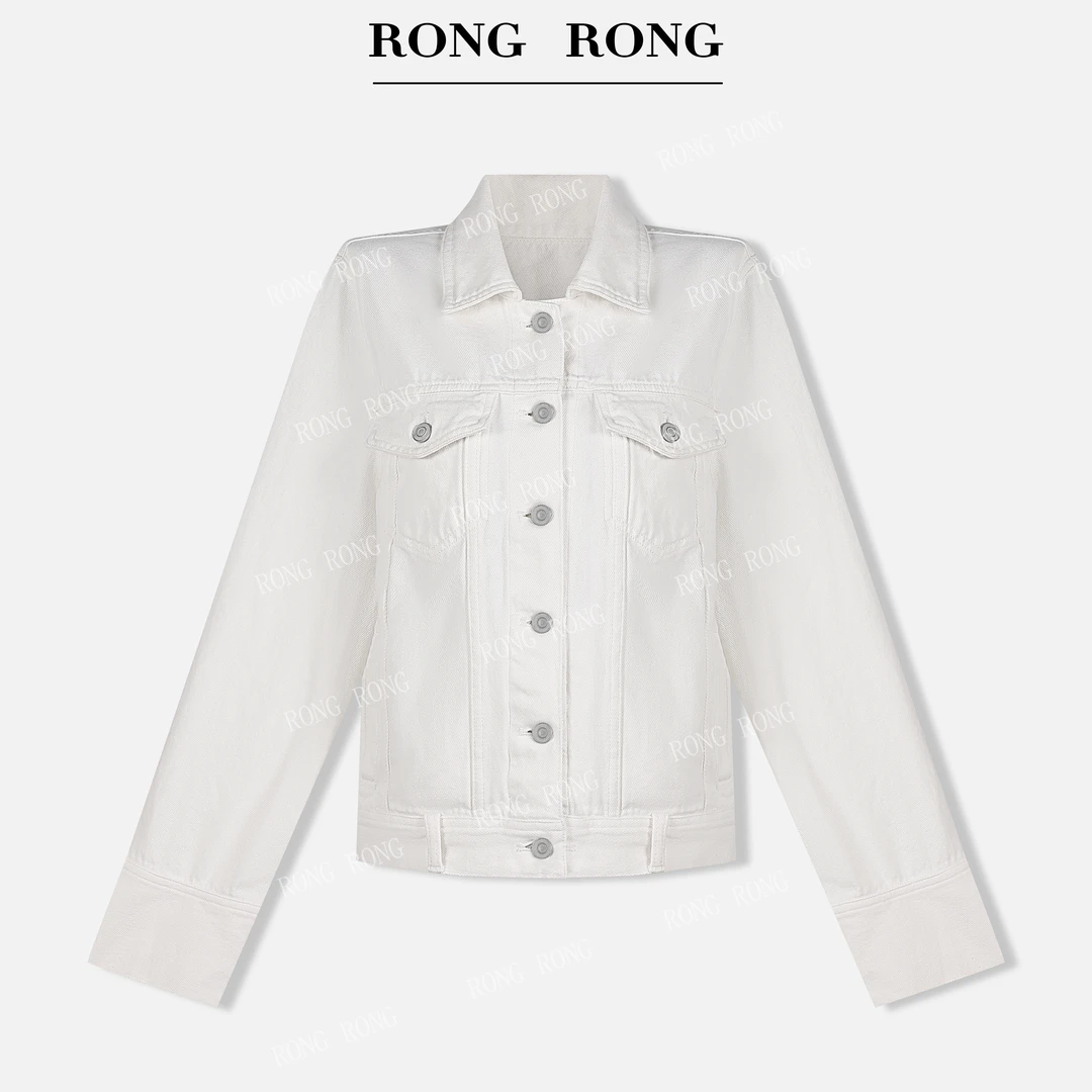 溶溶【白色季夏】RONGRONG 100棉翻领四袋休闲经典白牛外套B5077-2