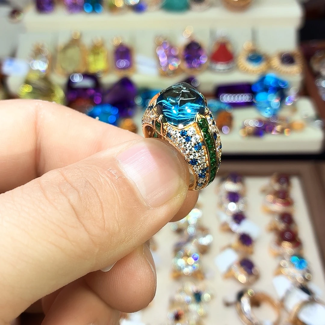 戒指银S925镶嵌托帕石