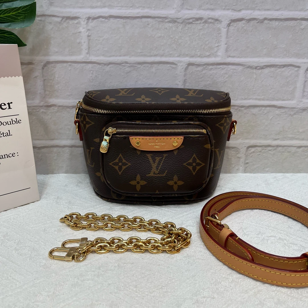 99新 LouisVuitton/路易威登 /Bambag mini 老花腰包 芯片款