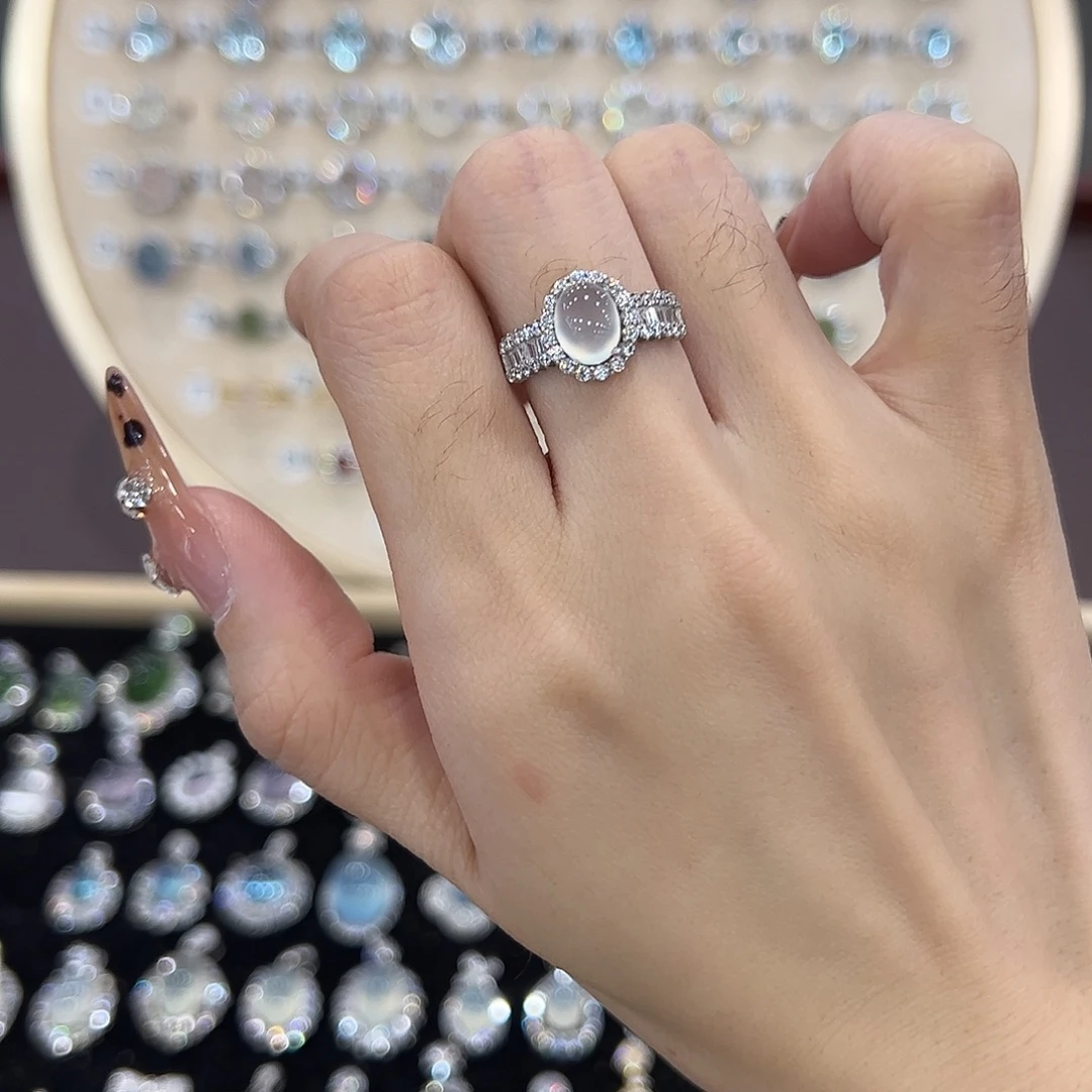 蛇纹石玉银S925镶嵌戒指