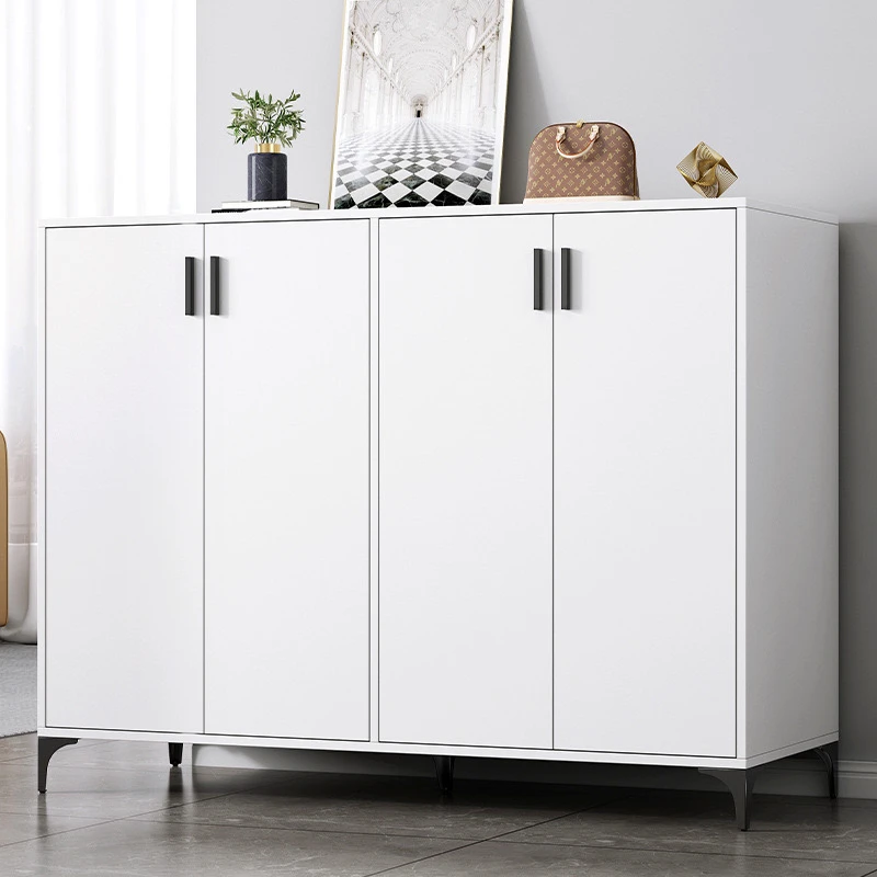 120厘米四门白色铁腿鞋柜