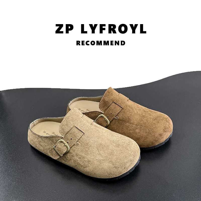 内增高2CM包头半拖勃肯鞋女外穿2025年春秋新款百搭一脚蹬懒人鞋