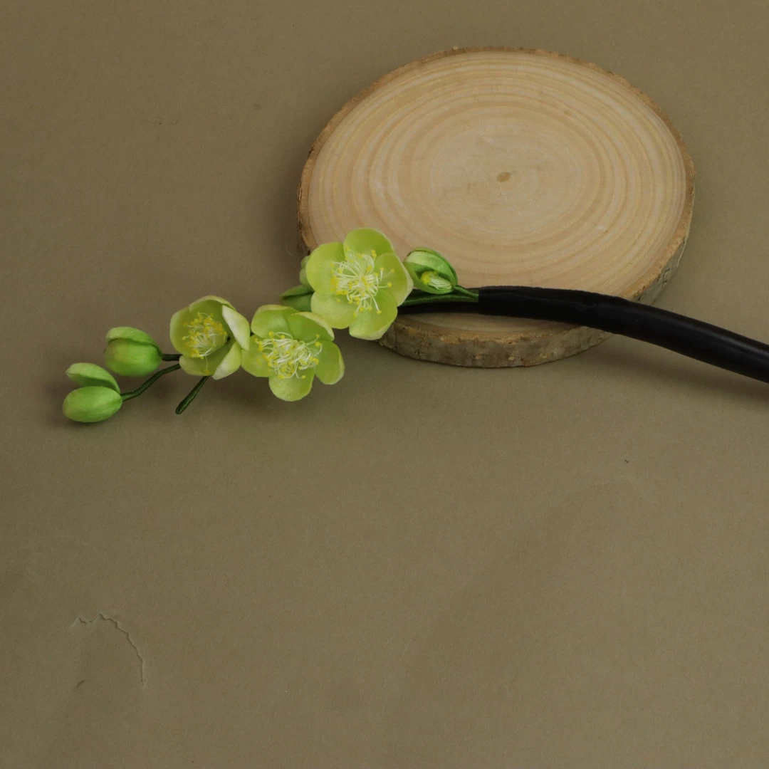 【香如故】非遗绒花绿梅发簪古风簪百搭头饰发饰超仙桑蚕丝