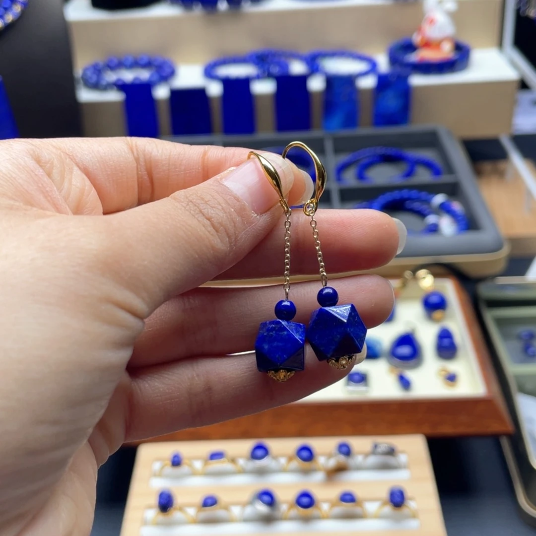 未镶嵌青金石耳饰八棱