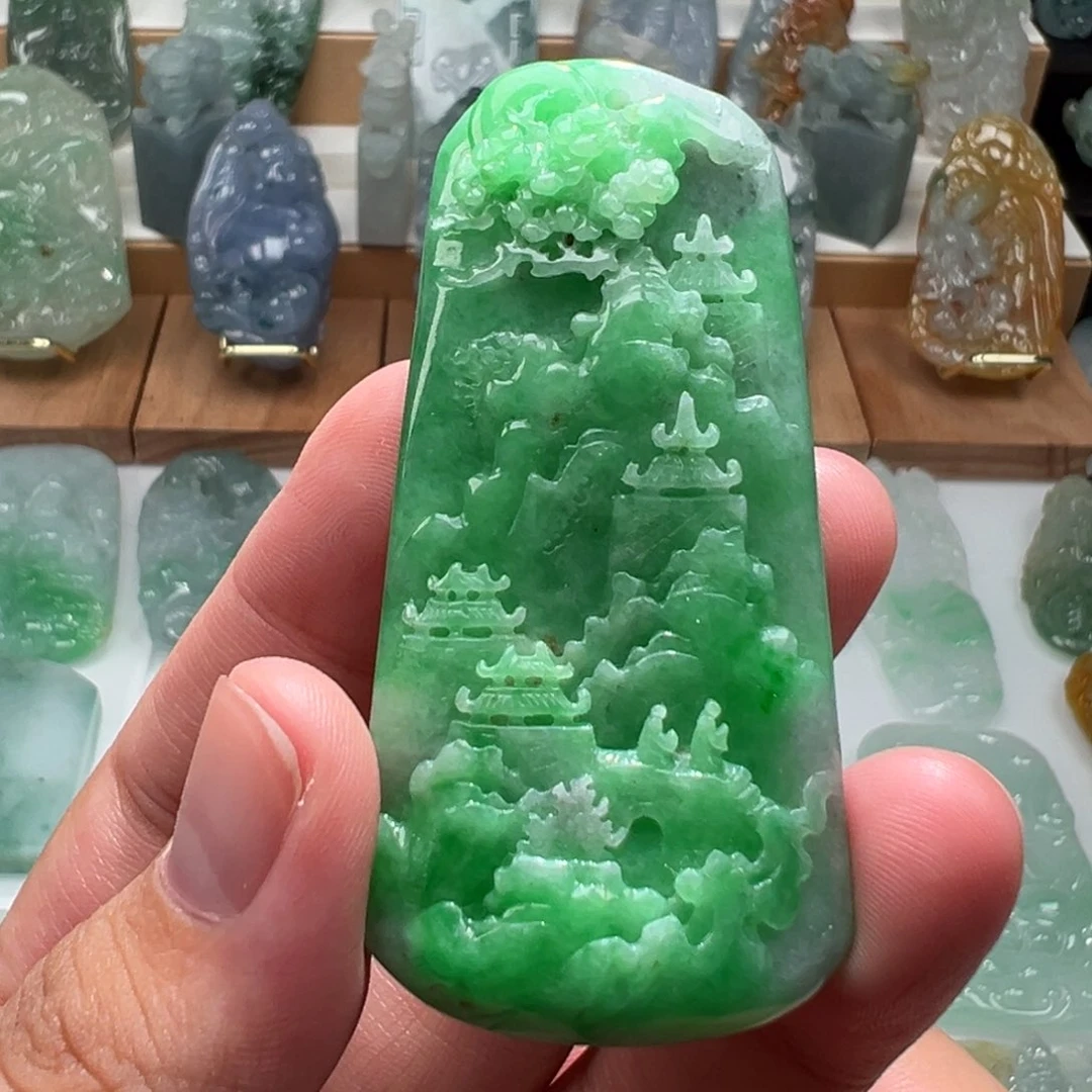 未镶嵌挂件翡翠山水