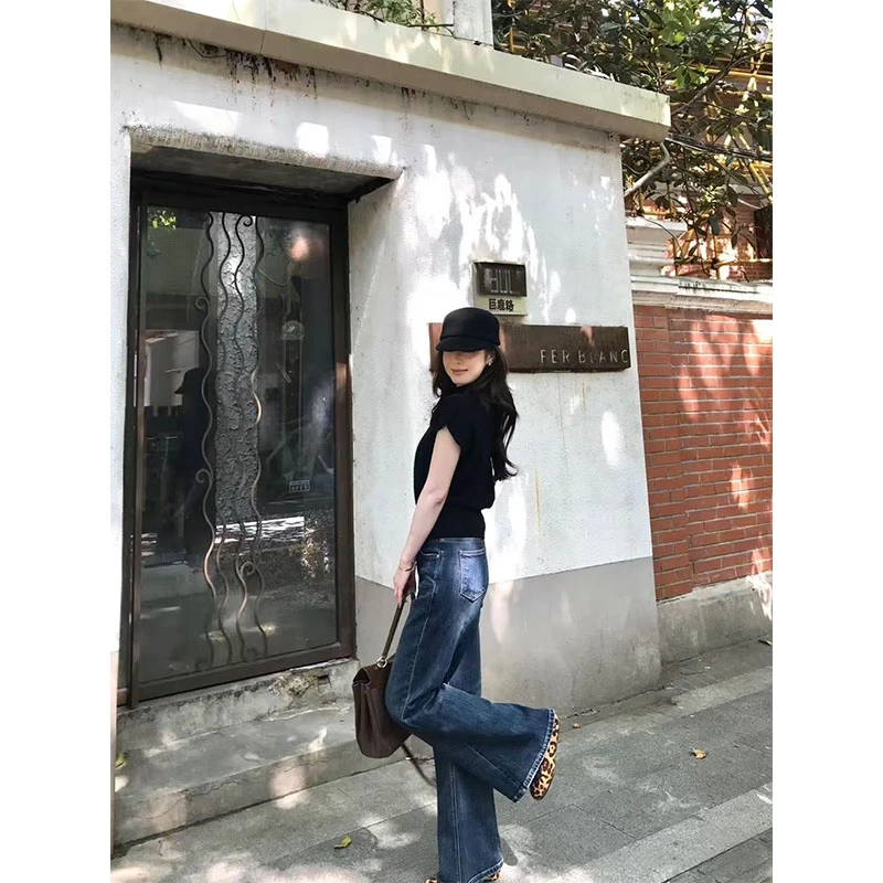 2025秋季新款修身显瘦网红穿搭薄款上衣休闲简约时尚阔腿长裤套装