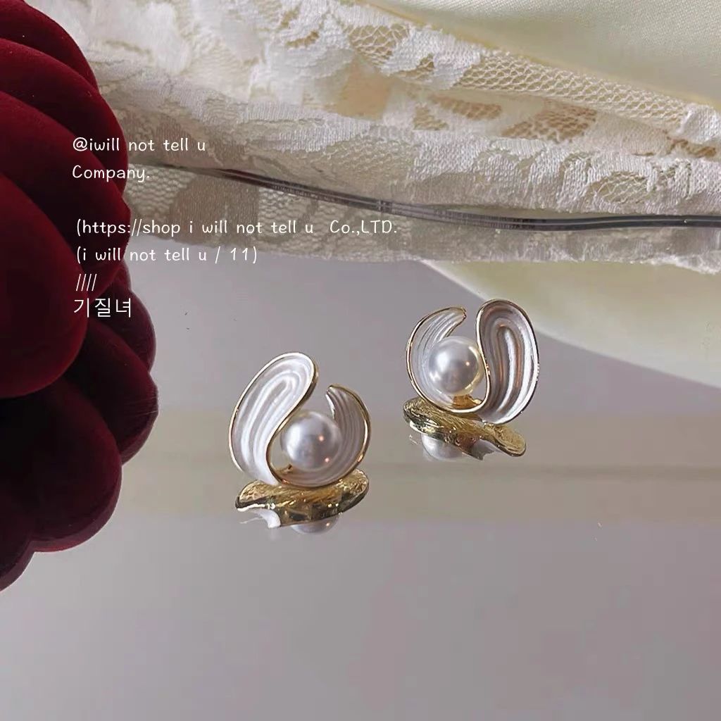 铜合金耳饰 S089法式复古S925银针珍珠耳钉空流沙设计高级耳饰