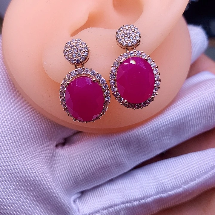 耳饰红宝石银S925镶嵌