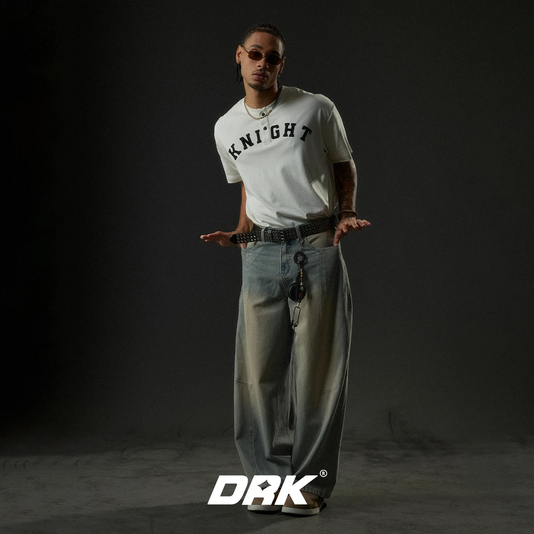 DRK【回溯系列】弯弓形宽松牛仔裤美式复古高街做旧潮流
