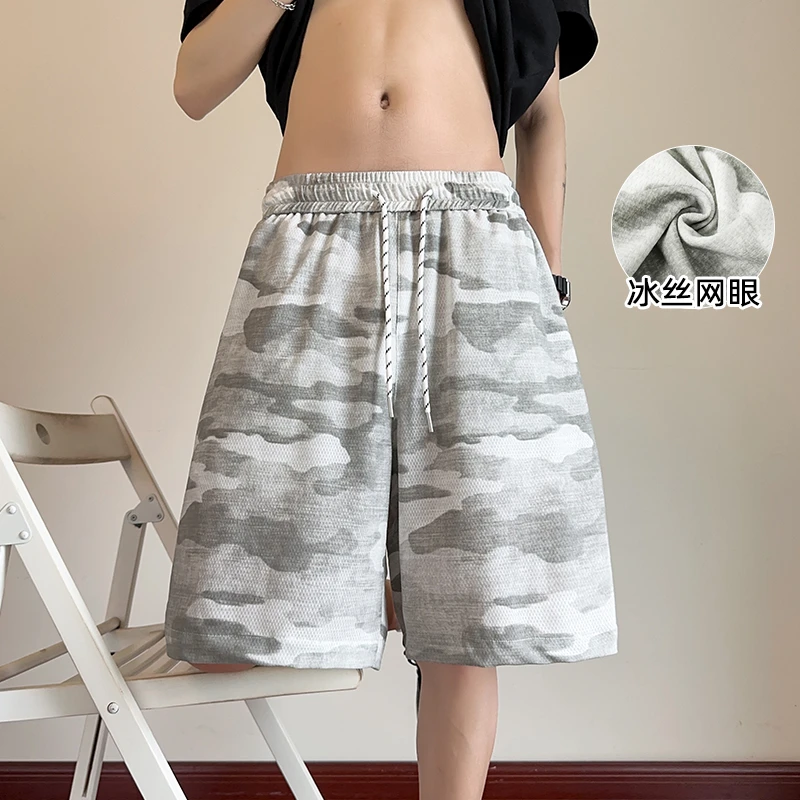 2025夏季新款青少年短裤冰丝网眼透气迷彩潮流百搭薄款休闲短裤