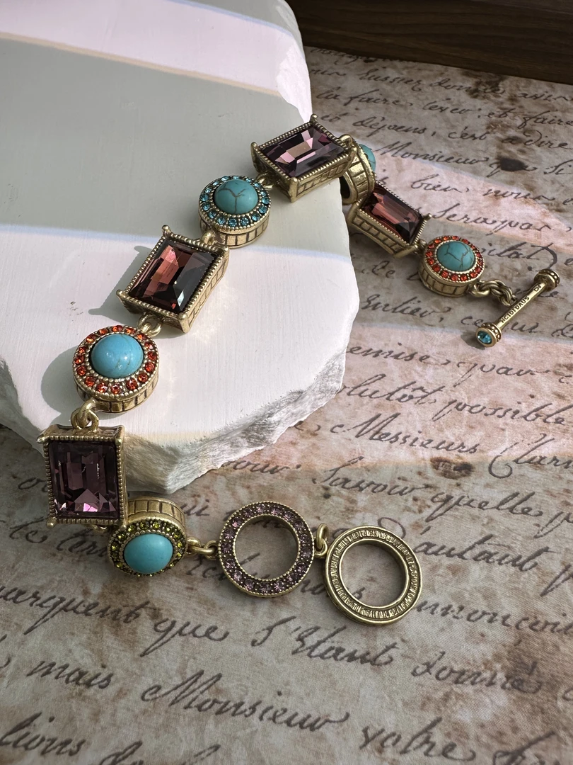 铜合金锆石手链 仿绿松紫色锆石手链 0201S