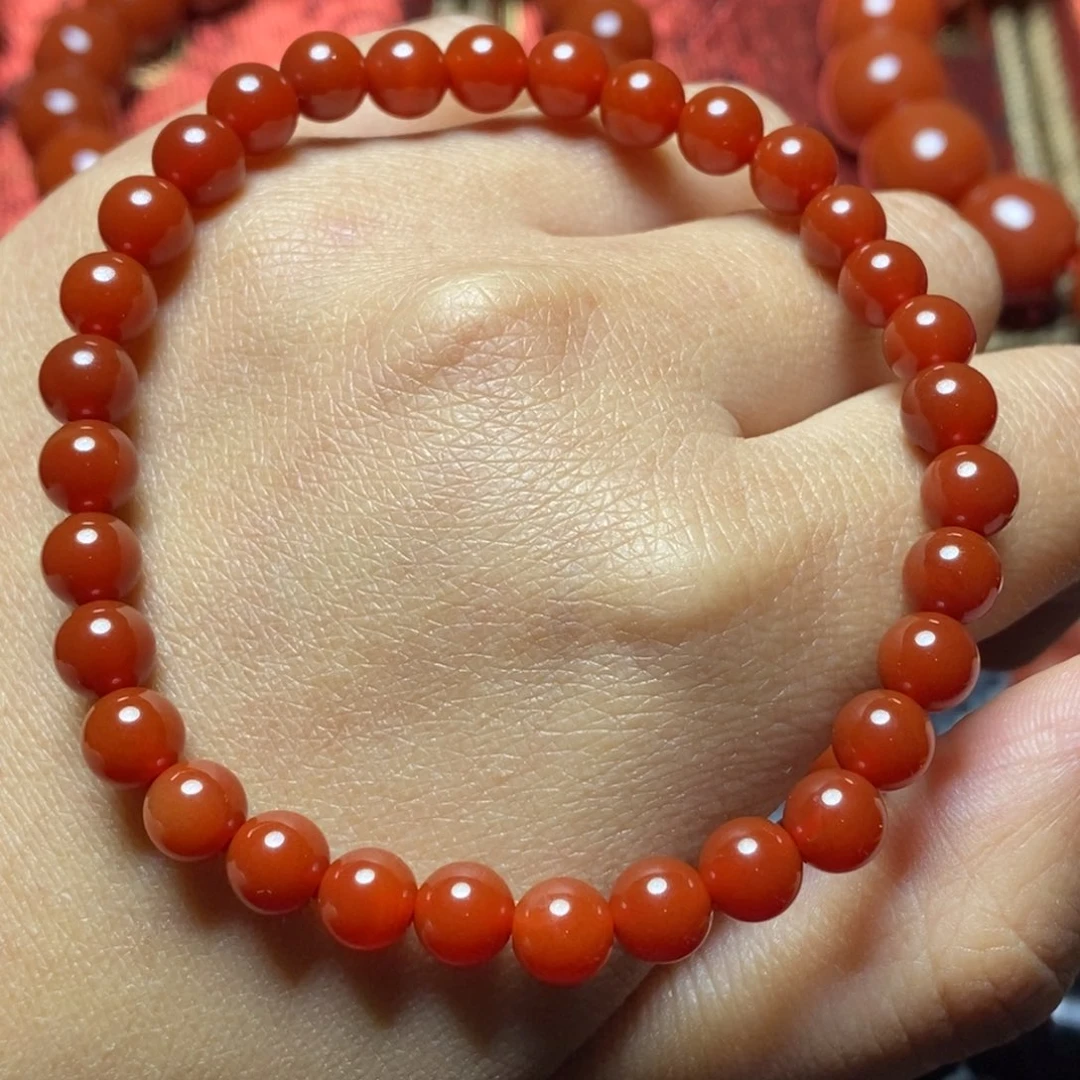 南红玛瑙未镶嵌颈饰卡6手串