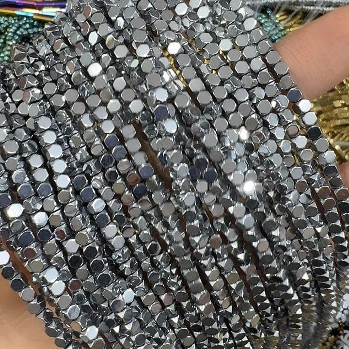 玛瑙/玉髓合金珠宝半成品2条3mm切角方糖