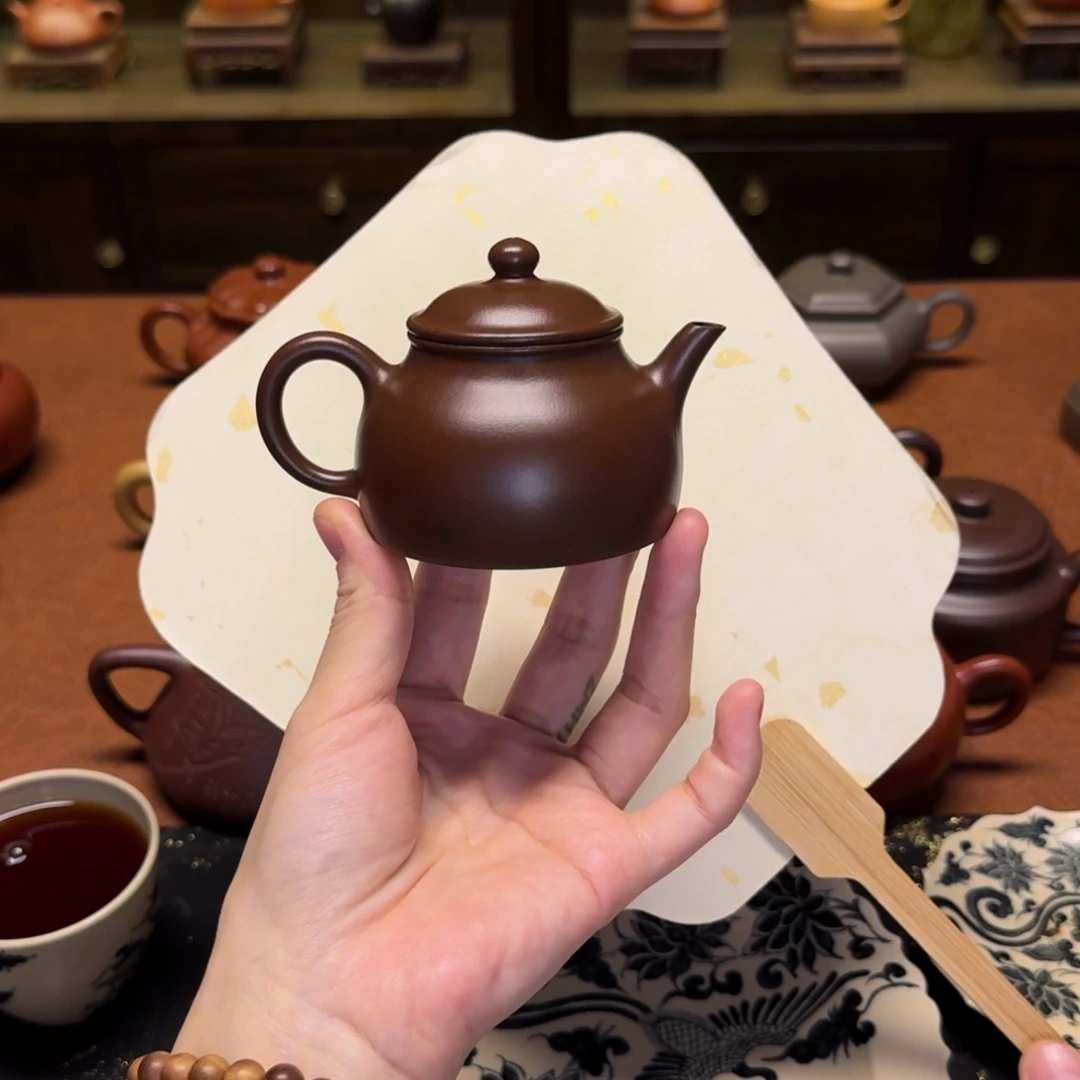 茶壶紫砂125cc，笠帽壶，老紫泥