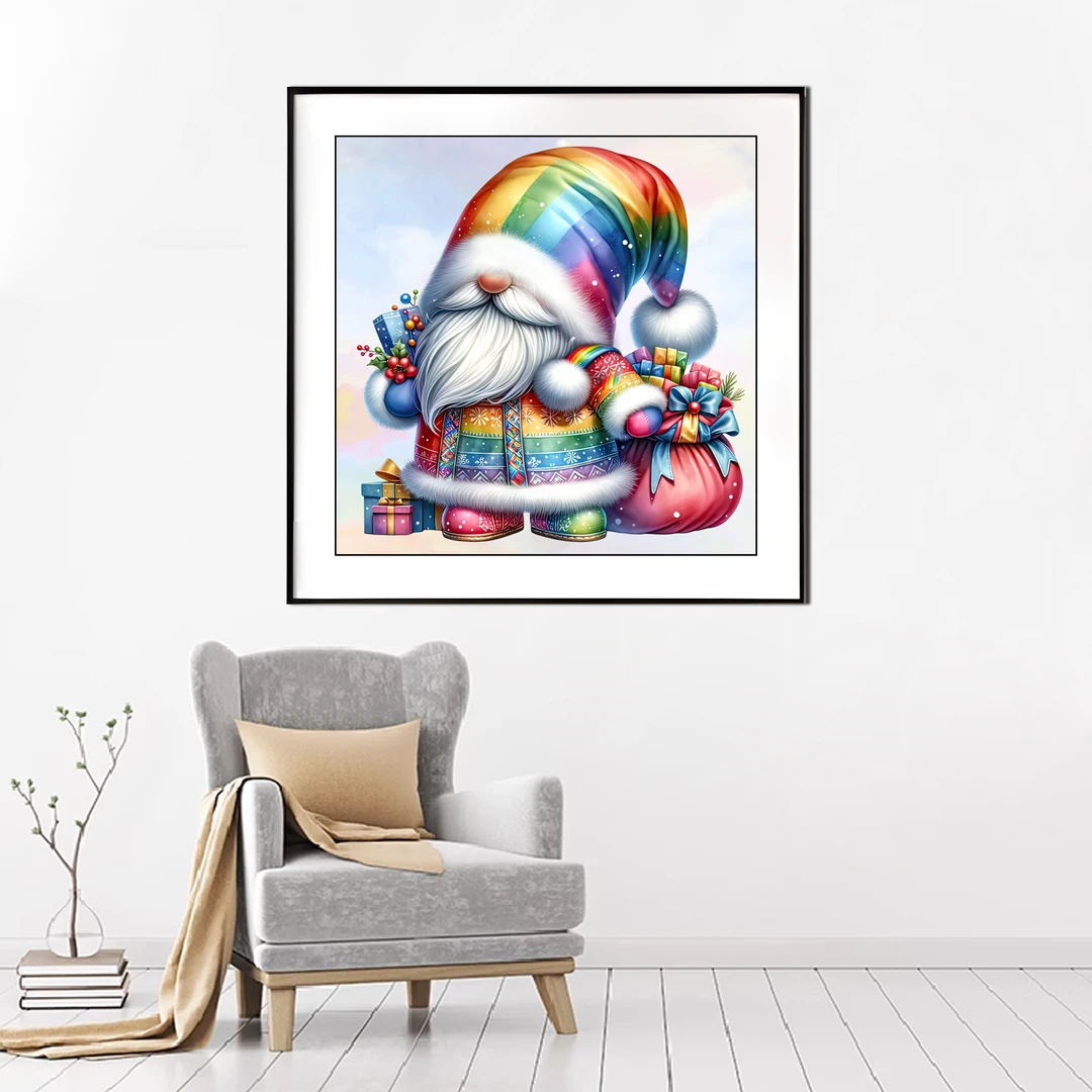 【新疆长绒棉绣布礼盒版】6975圣诞小矮人十字绣大格60x60cm满绣