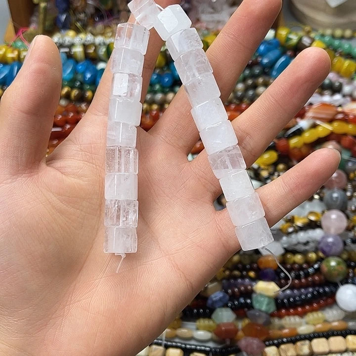 玛瑙/玉髓合金珠宝半成品10×12白水六角珠20颗