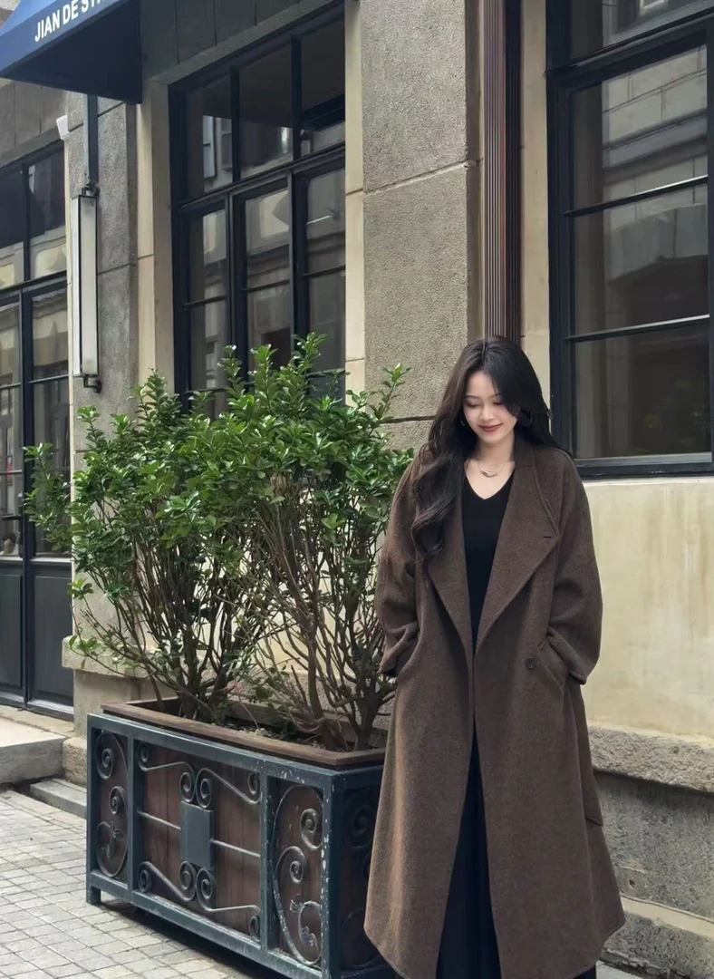 【人生大衣】插肩袖大翻领巨显瘦宽松秋冬长款羊毛大衣高奢