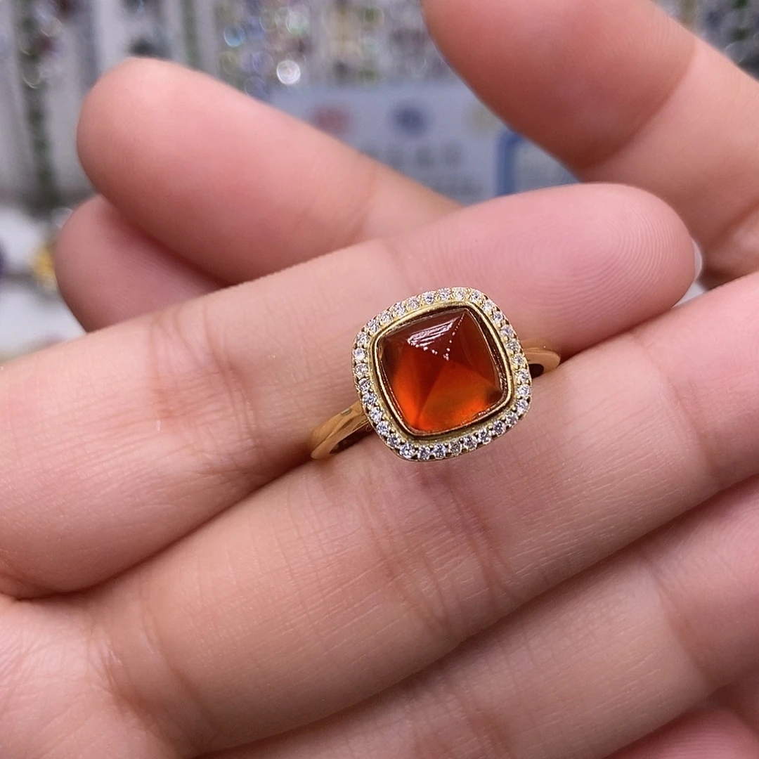 银S925镶嵌戒指石榴石