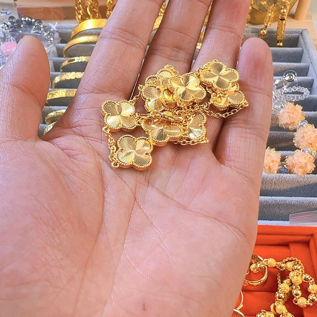 铜合金四叶草项链