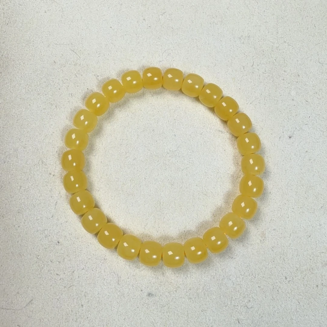 手链蜜蜡未镶嵌8+焦皮料鸡油红精工老型手串