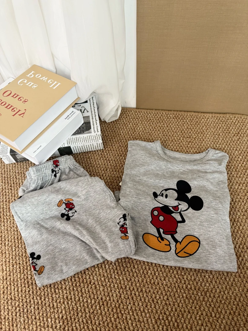 夏季轻奢儿童设计师裸感卡通男女童家居服套装