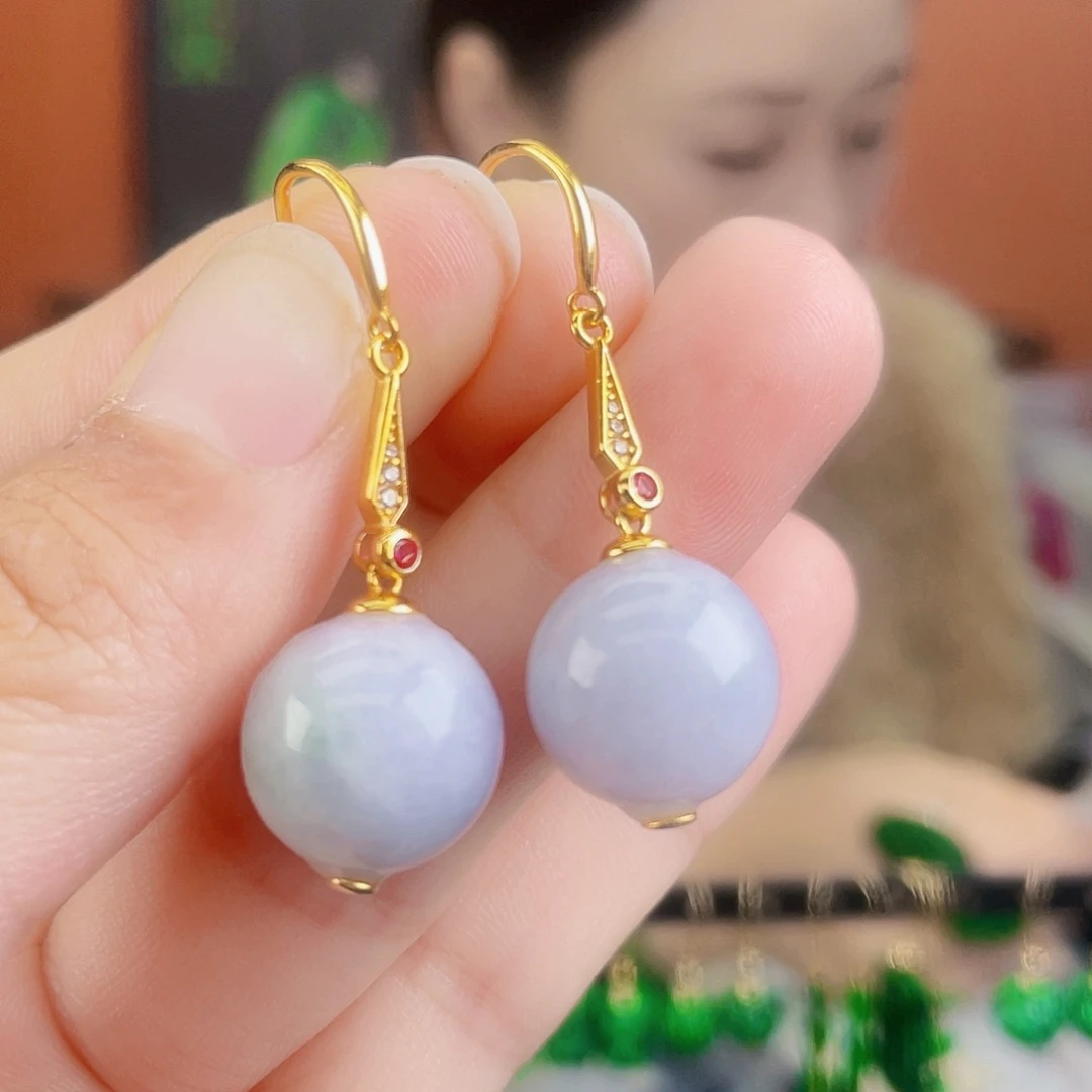 翡翠银S925镶嵌耳饰