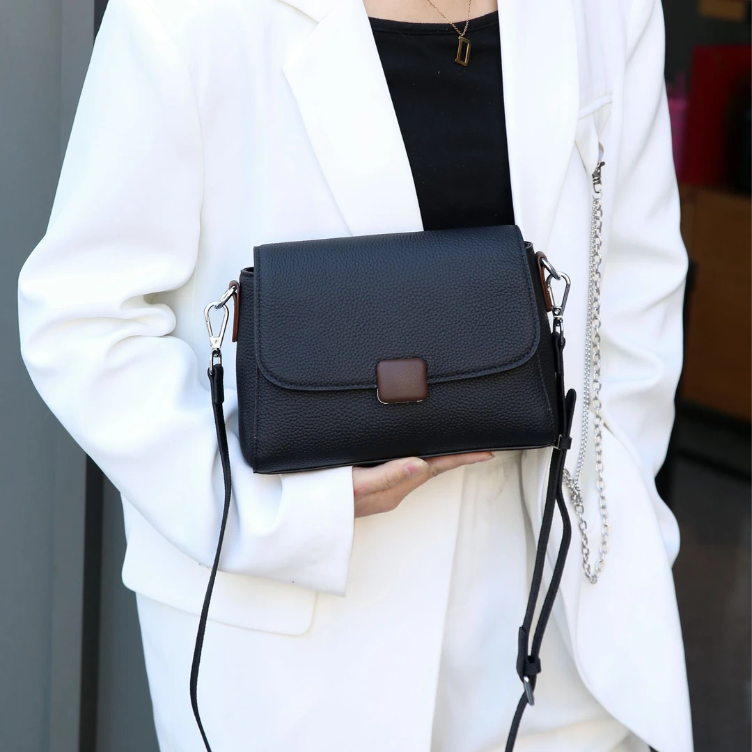 6615/黑色BusiDanli高端定制斜挎包气质轻奢真皮