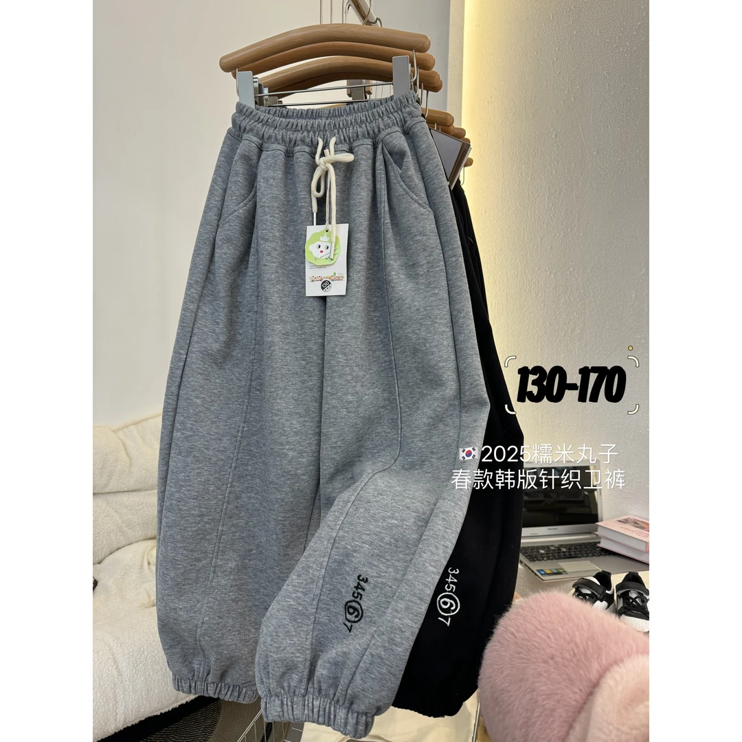 NMWZ 2025春季新款儿童中大童时尚有趣刺绣休闲裤  23756