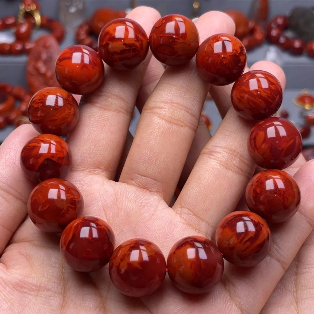 南红玛瑙未镶嵌珠宝奇石单圈16mm