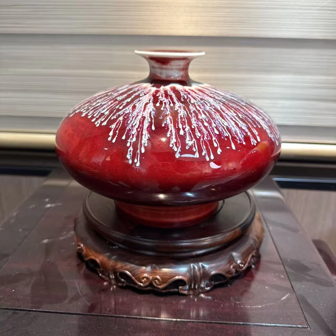 郎红窑变结晶釉陶瓷瓶