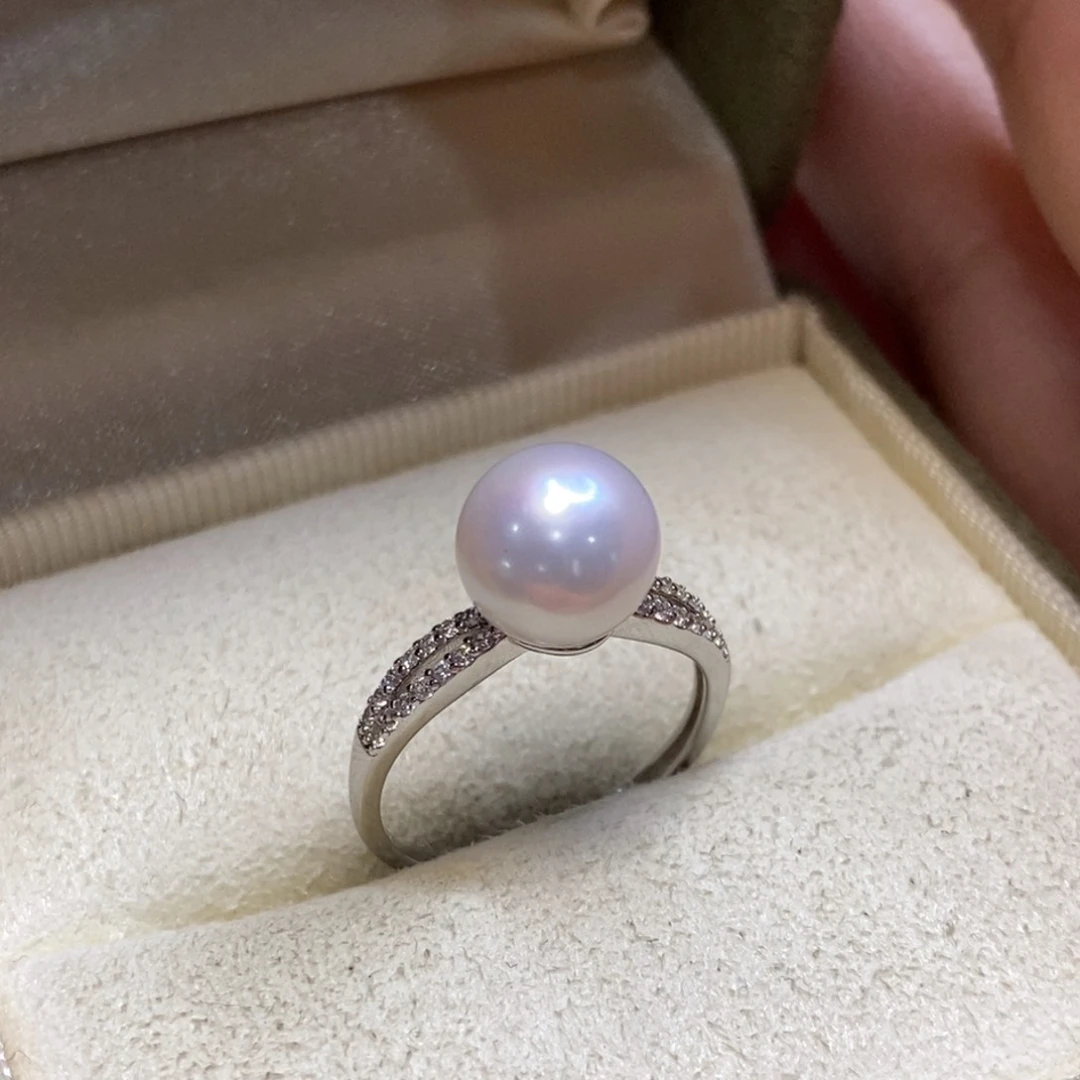 淡水珍珠戒指银S925镶嵌微瑕
