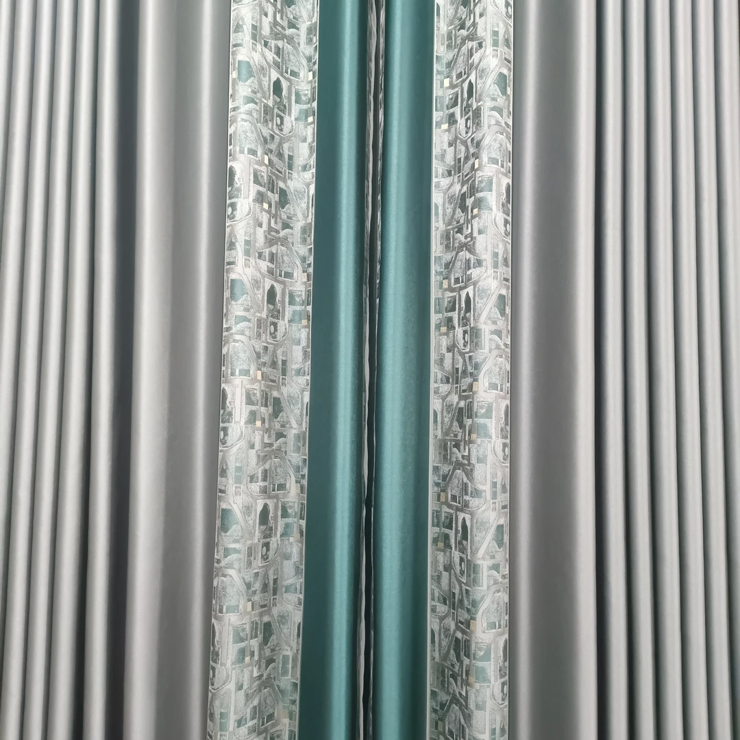 仿真丝高精密刺绣款无缝拼接客厅卧室窗帘