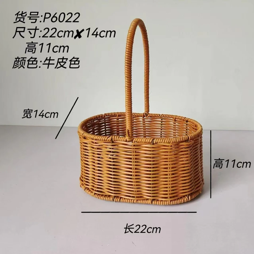 3.8女神节藤编手提花篮插花仿藤手工编织田园篮子