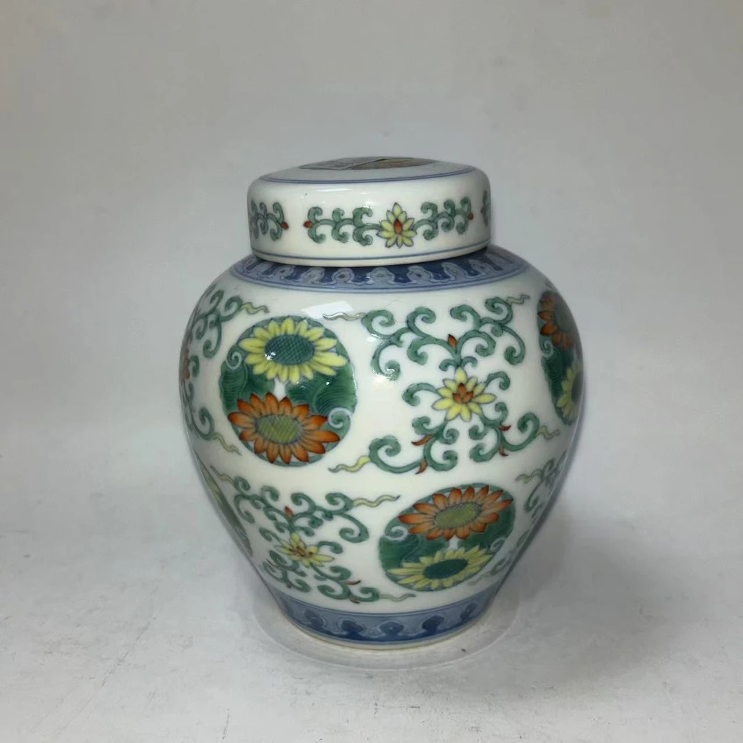 斗彩团花卉纹盖罐JD2501-186