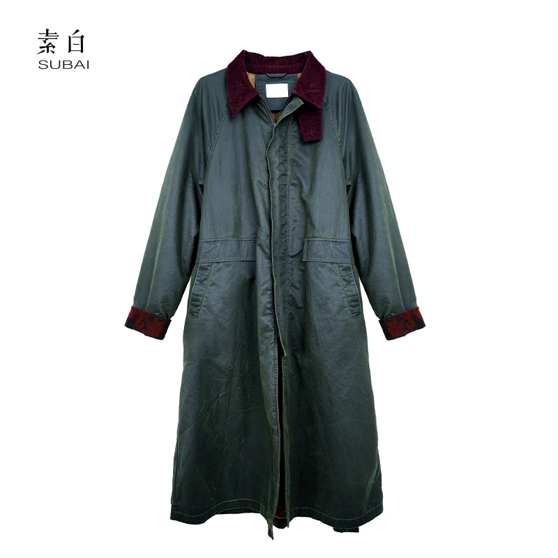 素白【军大衣】F00609加厚加棉油蜡工装棉衣