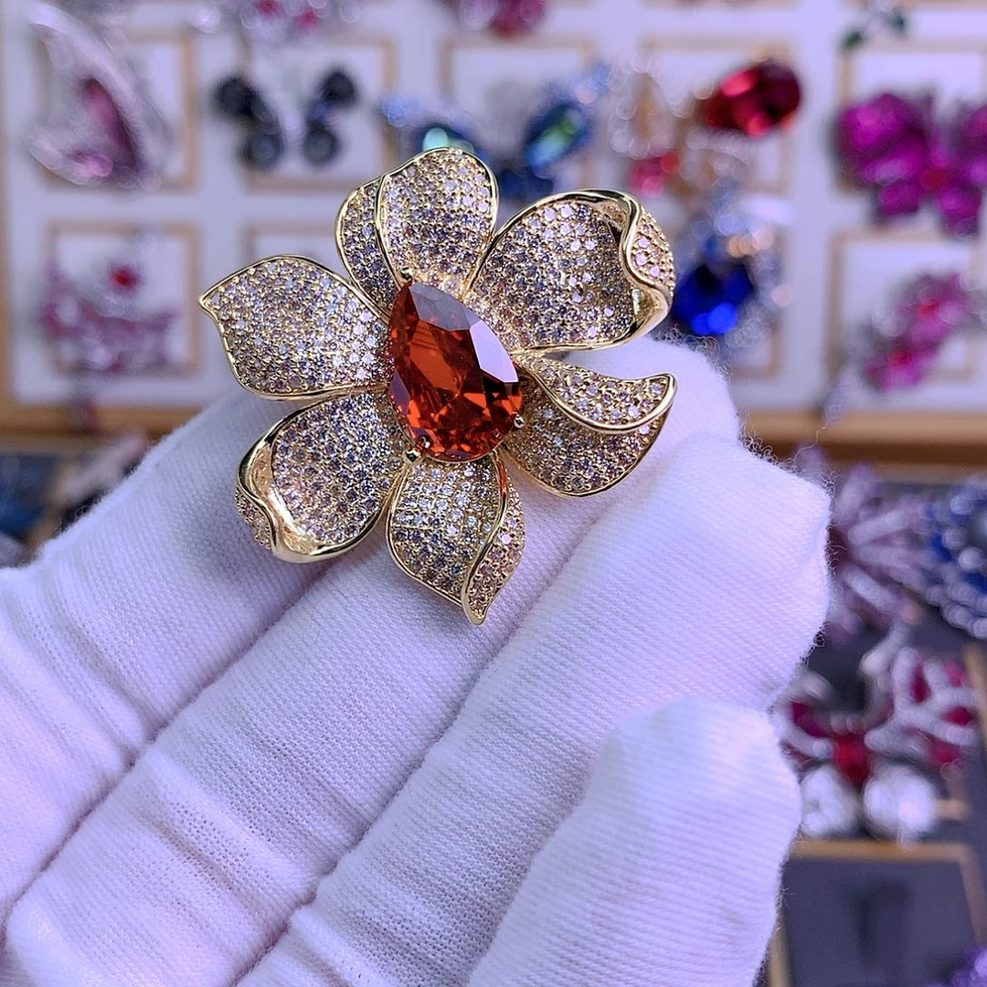 铜仿水晶胸针胸花别针