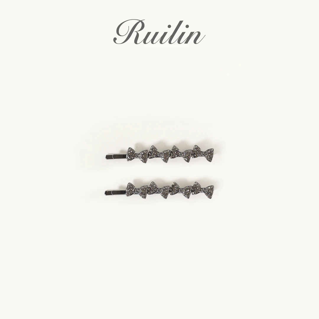 RUILIN【灿星蝶蝶】气质百搭蝴蝶结对夹镶钻高级感