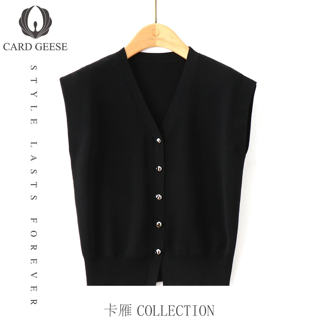 Card&Geese/卡雁夏季气质时尚纯色V领无袖背心 MYJ-25M1126-25026