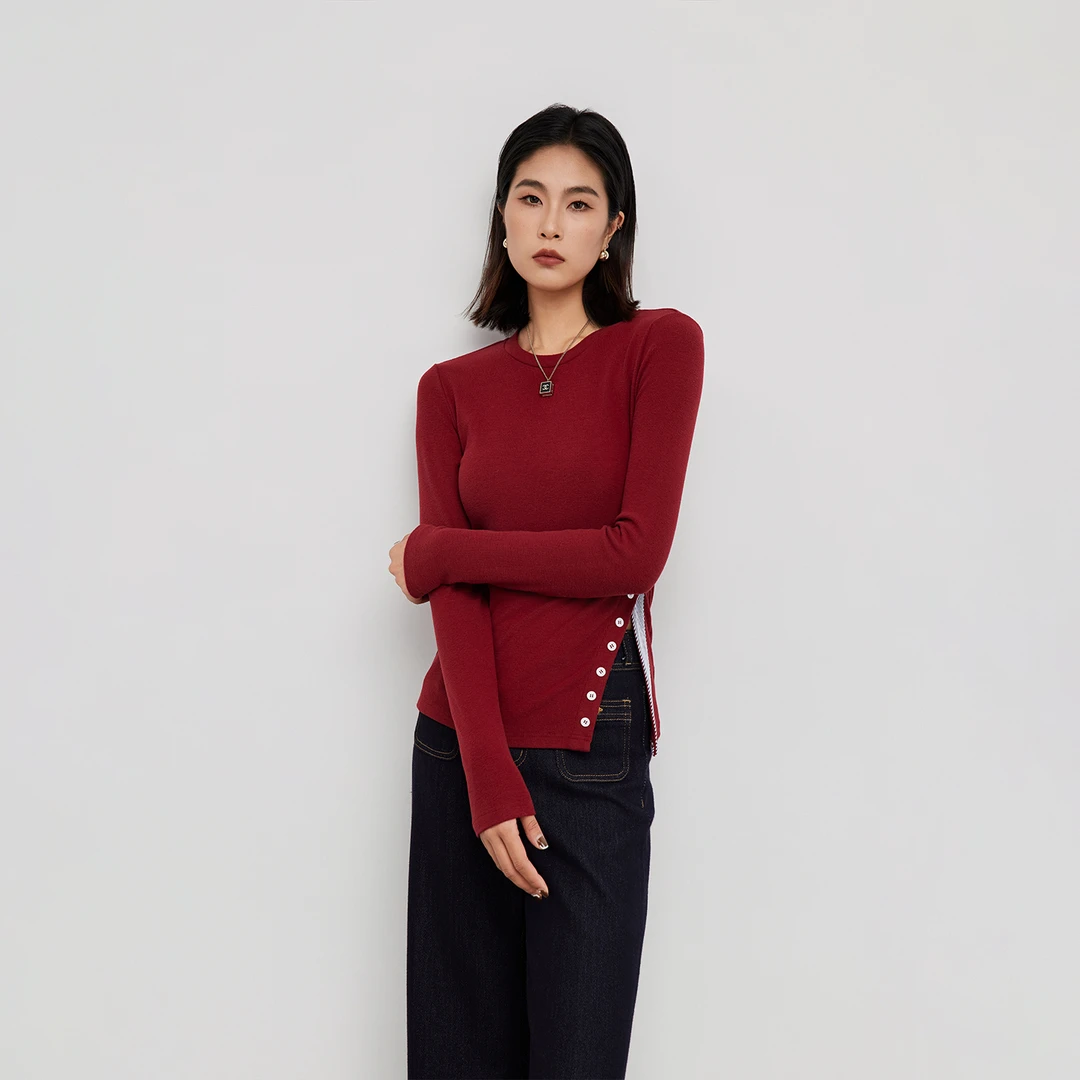 ZHENXI【开叉上衣】高个子加长不规则开叉修身上衣25QDYY0627