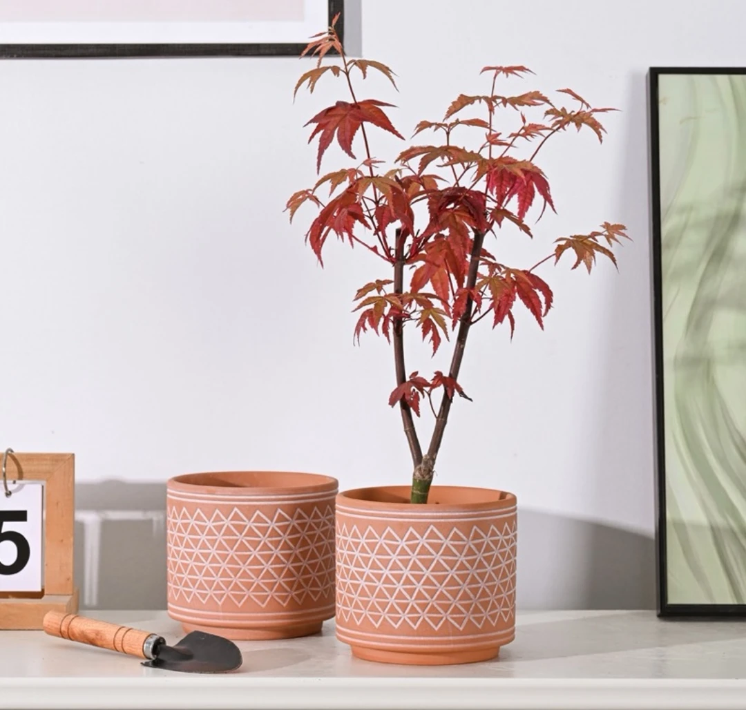 【鹿可-复古三角】波西米亚透气陶盆-口径12高度11【两个装】