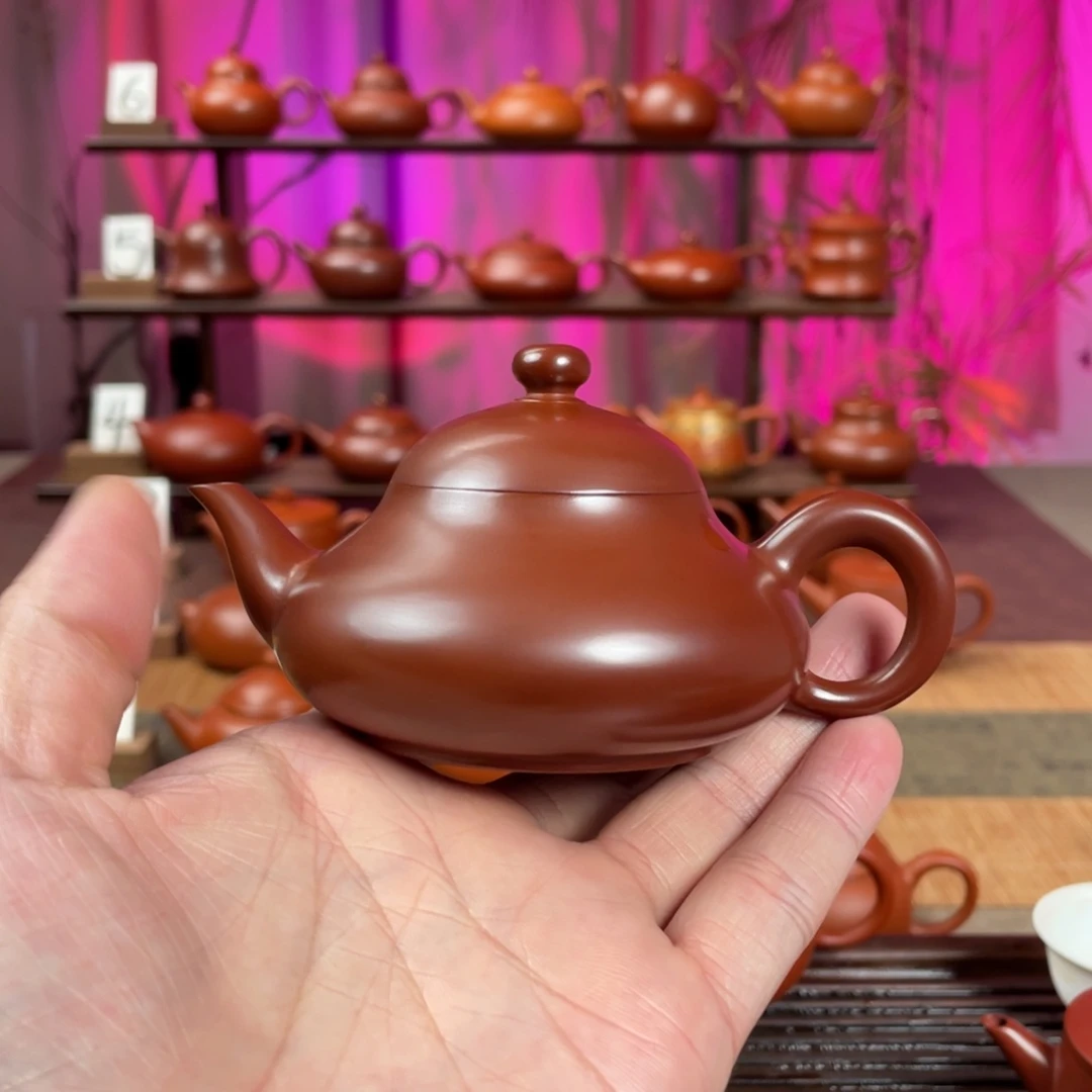 白***菜紫砂茶壶精工扁梨100cc