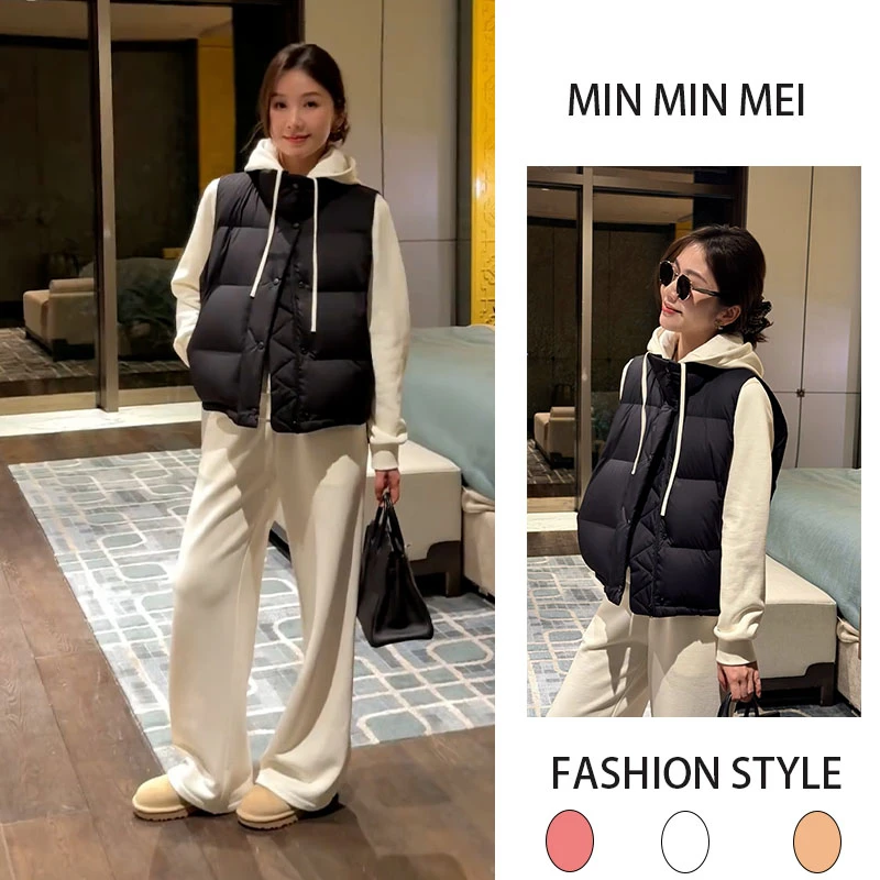 秋冬装巨好看2025年新款气质轻薄马甲加绒卫衣加绒卫裤三件套
