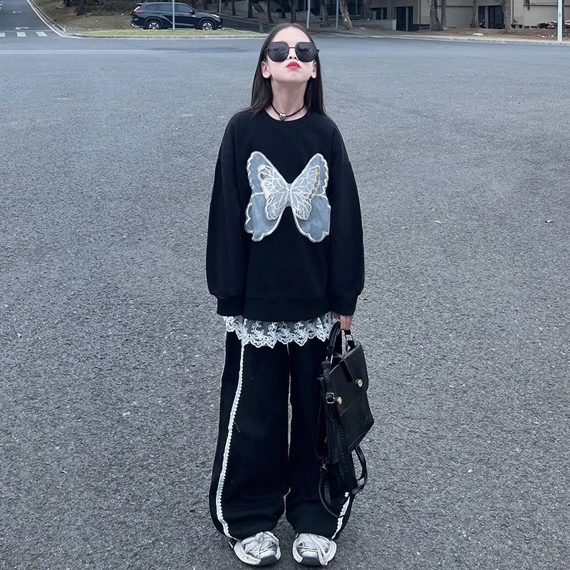 女童春装运动套装2025新款中大童洋气时髦女孩卫衣儿童春秋两件套