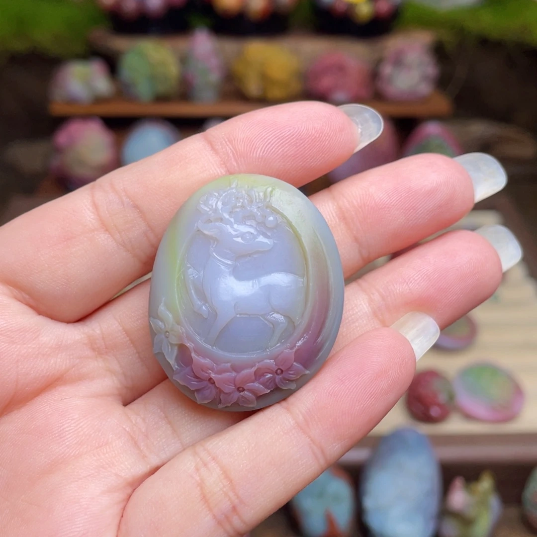。***。玛瑙/玉髓未镶嵌珠宝半成品盐源玛瑙苏工福鹿