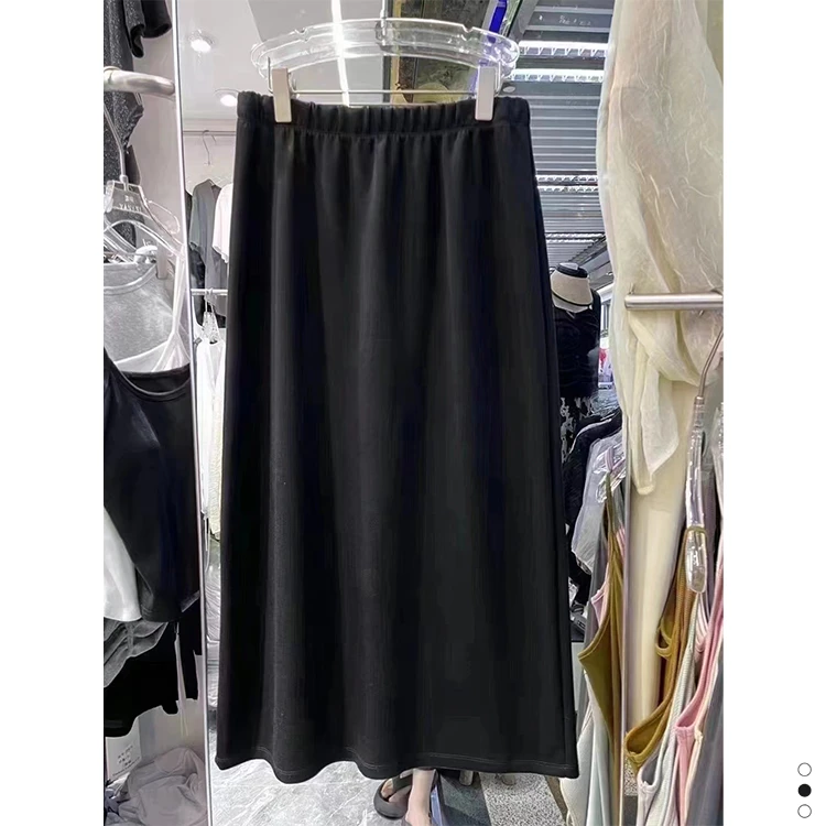 演曦69777大码显瘦松紧高腰后开叉直筒裙春夏2025新款显瘦包臀裙