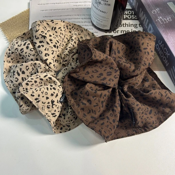 复古豹纹大肠发圈女丸子头低马尾扎头发绳高级感气质橡皮筋发饰